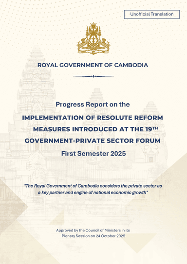 Progress Report on the Implementation of Resolute Reform Measures Introduced at the 19th Government-Private Sector Forum First Semester 2025